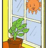 The direction of the plant's leaves depends on the direction of the Sun. Sunlight is the cause—independent variable—and a change in the direction of the leaves is the response—dependent variable.