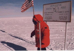 Janice at the geographic South Pole
