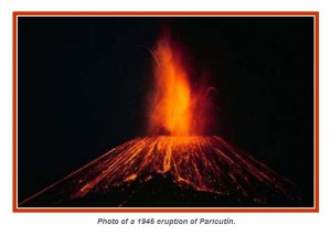 The volcano, Paracutin erupting in 1946