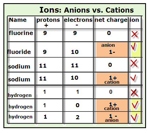 Anions vs. Cations