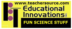 A black and yellow logo for Educational Innovations. A place to find fun science supplies.