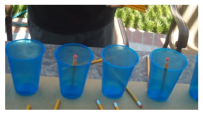 Pencils Bounced into cups